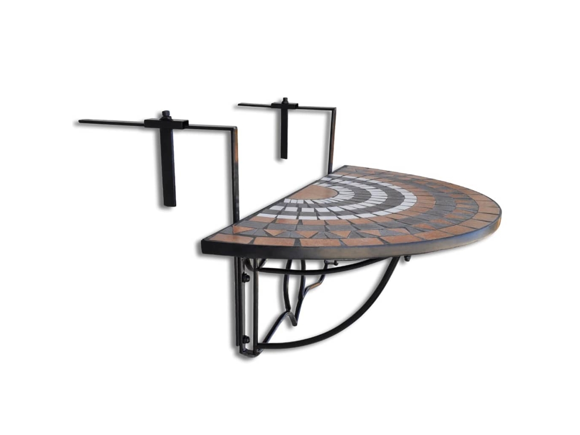 Mesa Suspensa Varanda Mosaico Terracota Branco 76x56x64cm