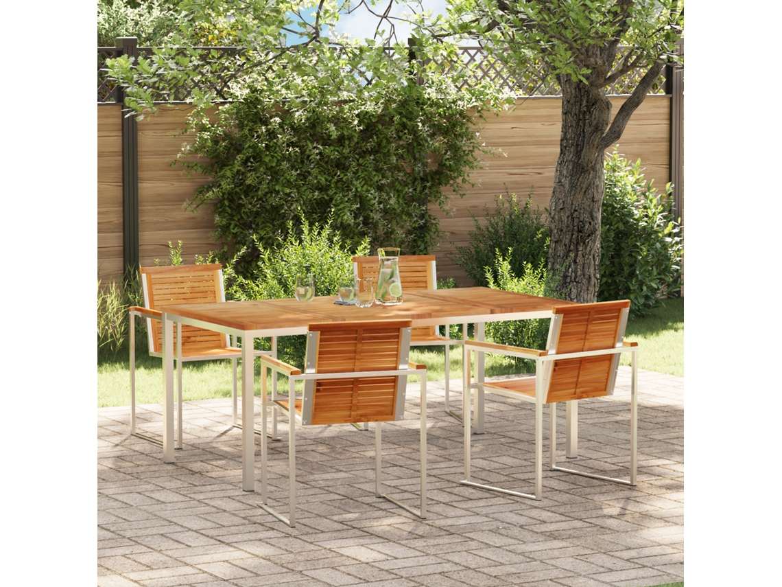 Conjunto 5 De Jantar De Jardim Vidaxl Em Madeira De Teca