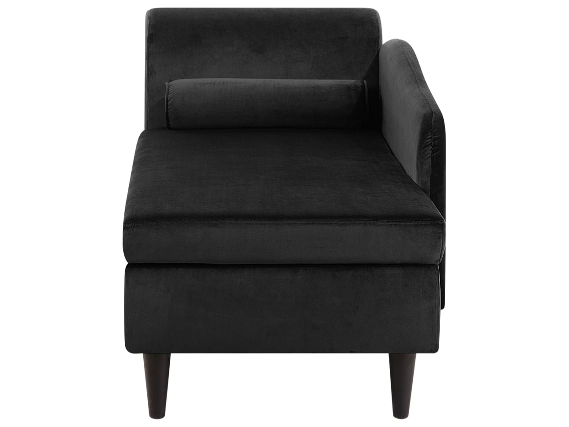 Chaise longue versão à esquerda BELIANI Luiro de Veludo Preto 160x70x77