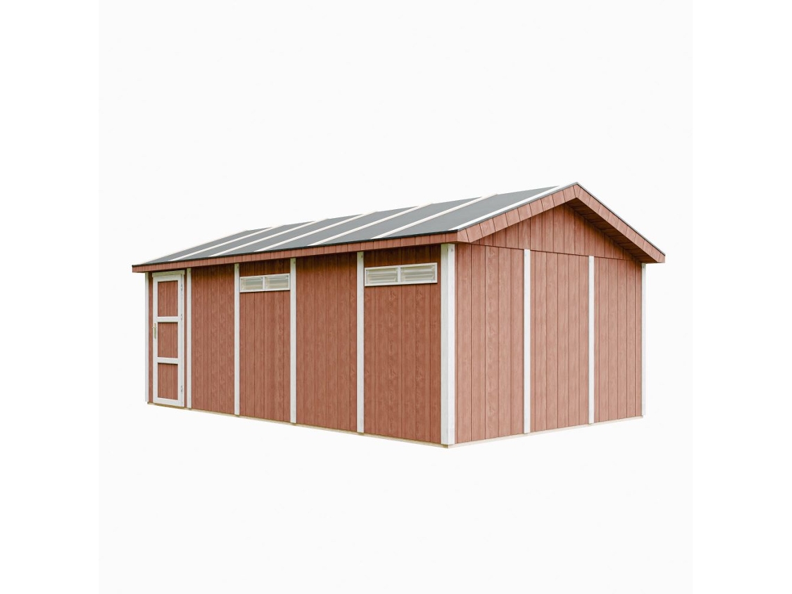 Garagem De Qualidade Premium 21 M² C378 X L648 Cm Timbela M992b Redwood Red