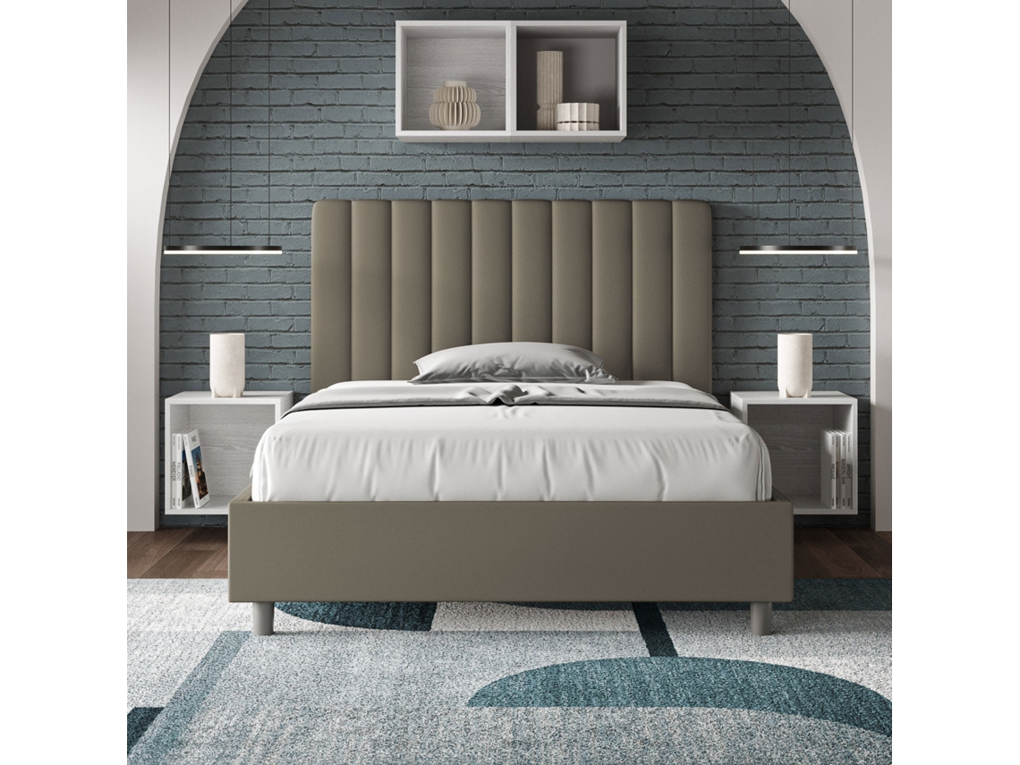 Cama de Corpo e Meio Con Estrado Estofada AguedaITYHOME (120 x 210 cm - Painéis de Melamina e Couro Sintético)