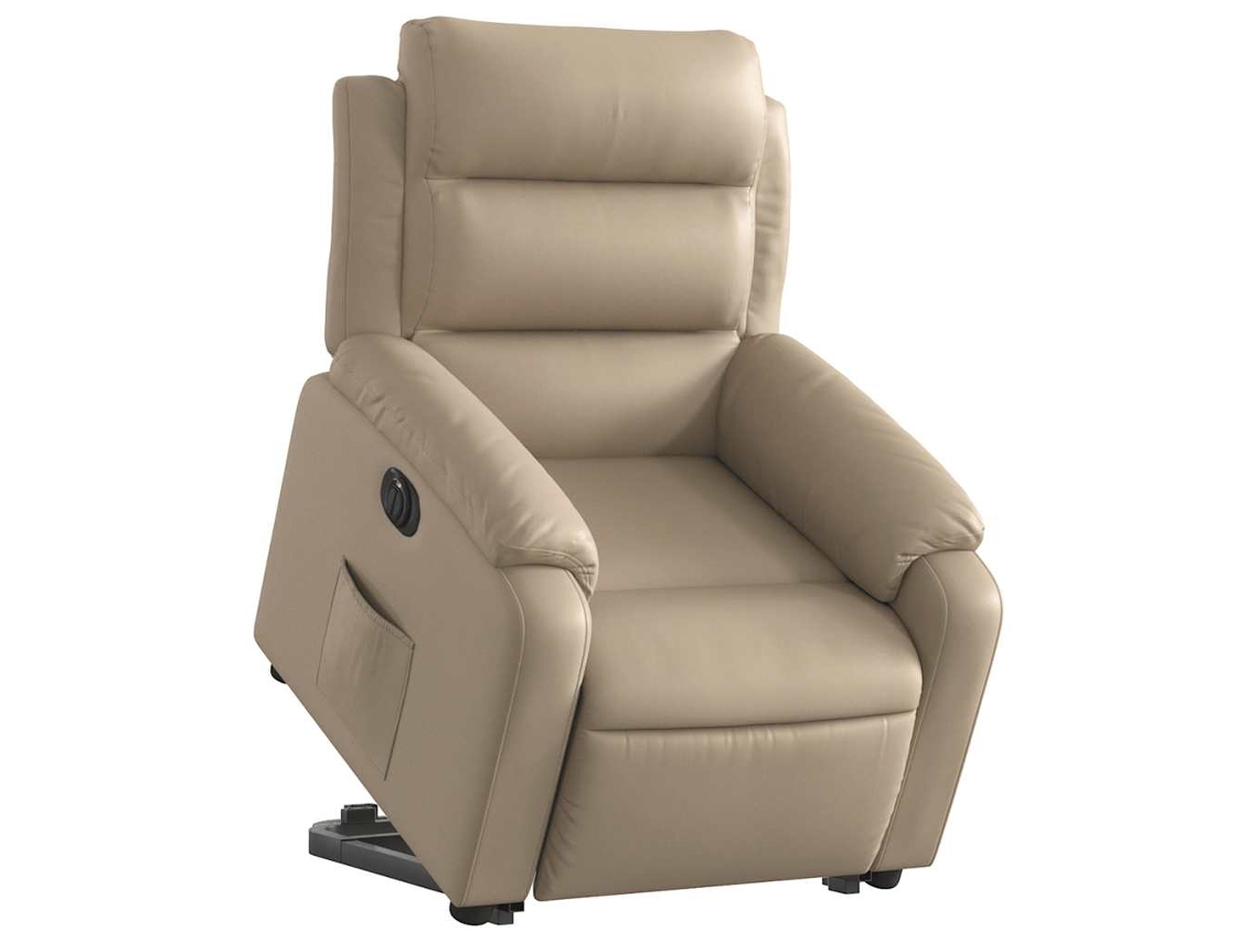 Poltrona reclinável elevatória elétrica couro artif. cappuccino