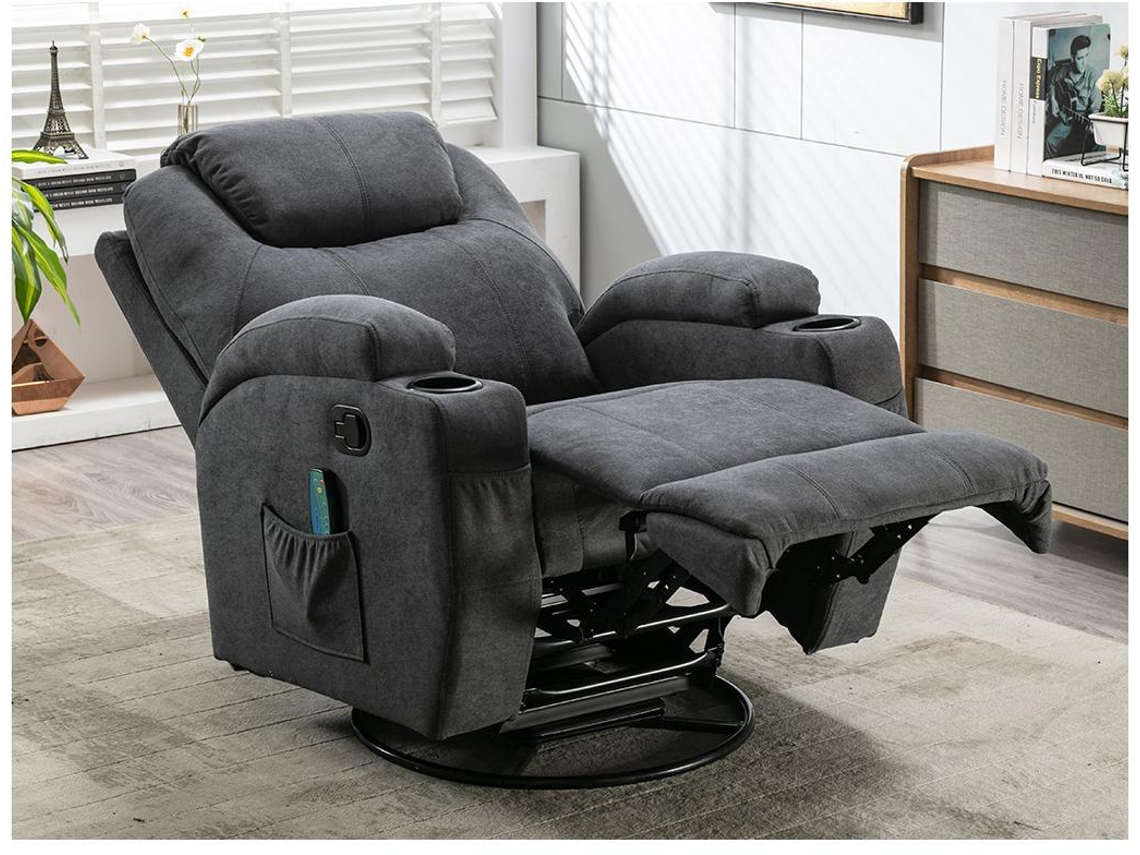 Cadeirão de Massagem Silvano VENTE-UNIQUE (Cinzento - Tecido e Veludo - 82x95x105 cm)