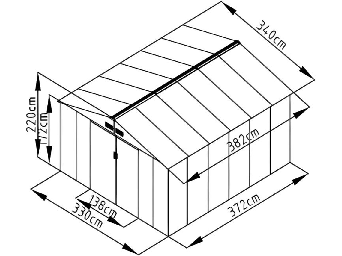 Abrigo de Metal VENTE UNIQUE Archer (Cinza Antracite - - 382x340x220 cm)