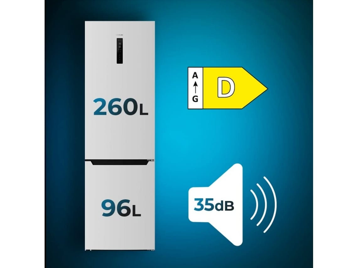 Frigorífico Combi White com Capacidade de 356 L 200 Cm de Altura e 60 Cm de Largura Classe e com Sistema Multi Air Flow Total no Frost e 2 CECOTEC