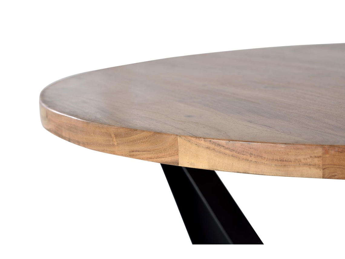 Mesa de Jantar em Madeira Acácia Natural e Pernas de Metal Preto Castanho GINER Y COLOMER 78x120x120
