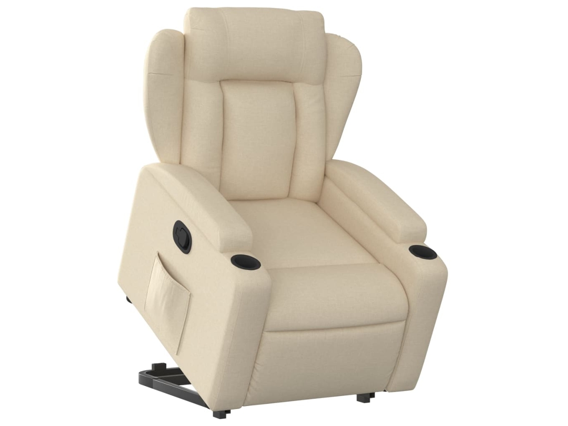 Poltrona reclinável elevatória tecido cor creme