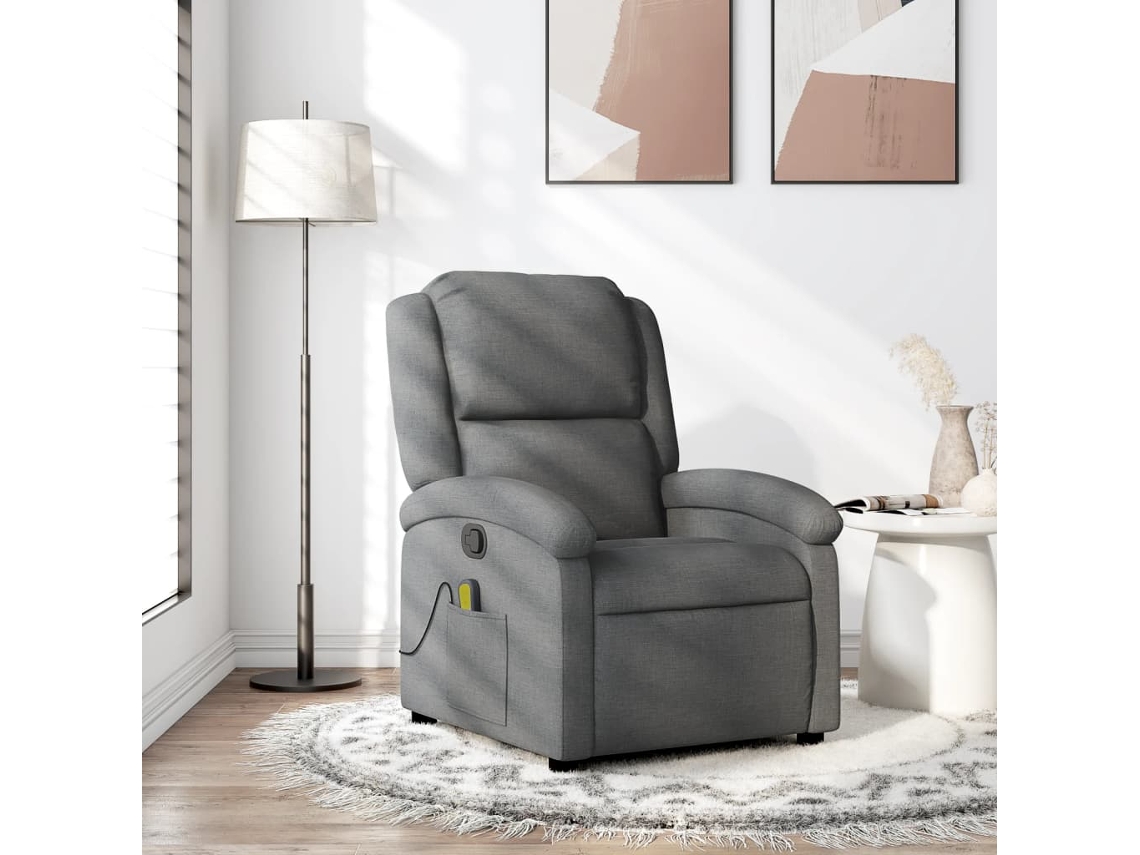 Poltrona de Massagem reclinável tecido VIDAXL cinzento-escuro