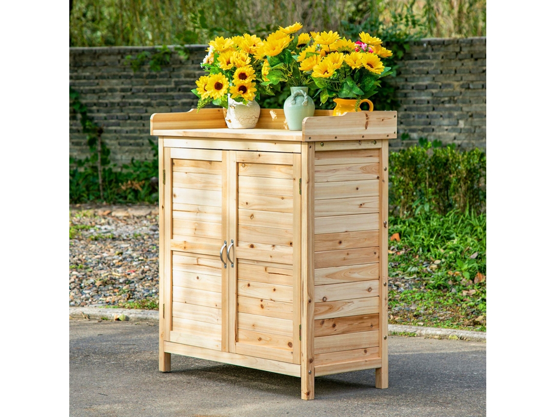 Armário de Armazenamento Madeira de Abeto cor Marrón 83x40x92 cm OUTSUNNY