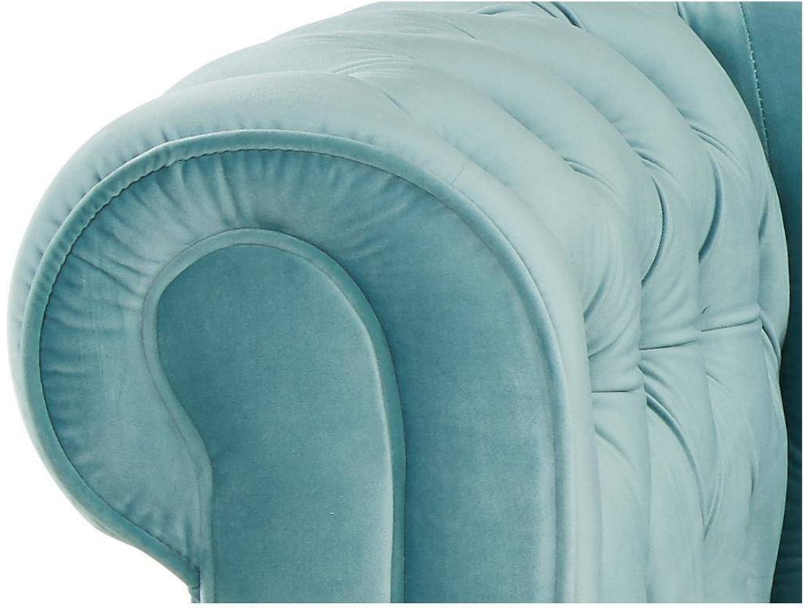 Sofá Fixo Chesterfield VENTE-UNIQUE (Azul Claro - Tecido e Veludo - 205x88x72 cm)