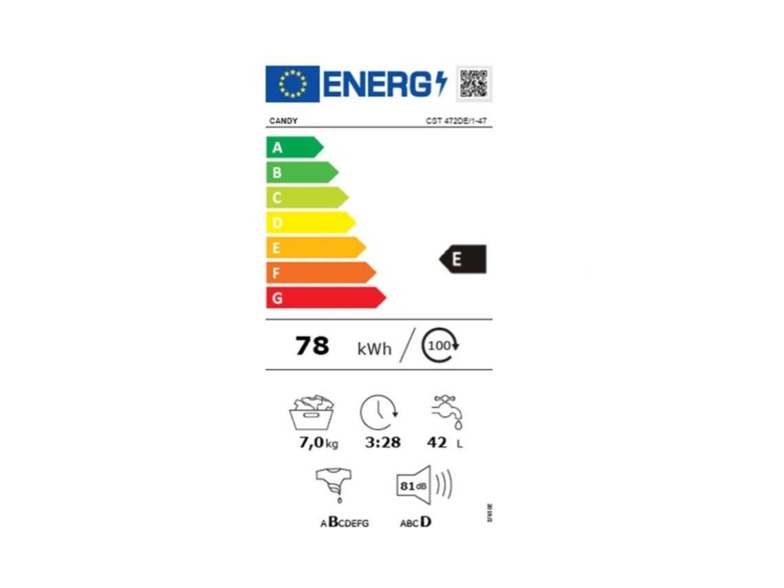 Máquina de Lavar Roupa CANDY CST472DE/1-47 (7 kg - 1400 rpm - Branco)