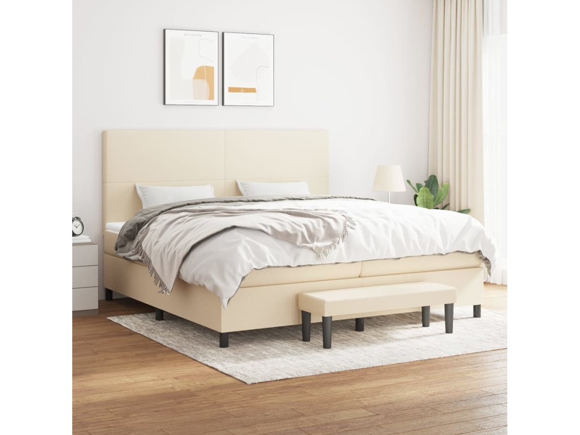 Cama box spring VIDAXL Creme Tecido (200x200 cm)