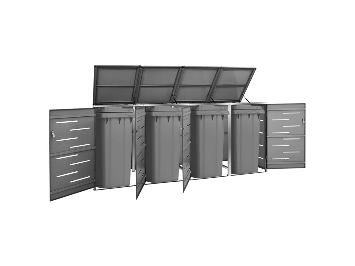 Abrigo para Caixotes do Lixo VIDAXL Para Antracite Aço Inoxidável (276,5x77,5x112,5 cm)
