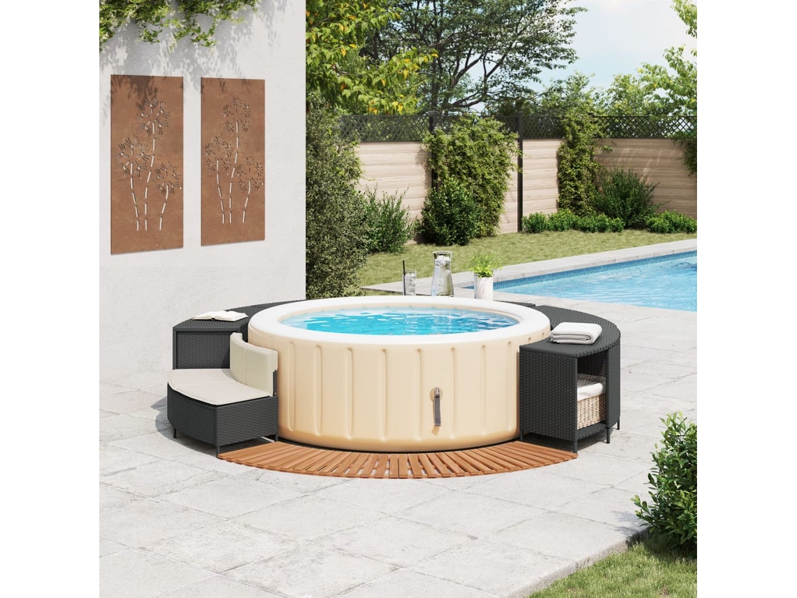 Contorno De Banheira (vime Pe E Madeira Acácia Maciça Preto)