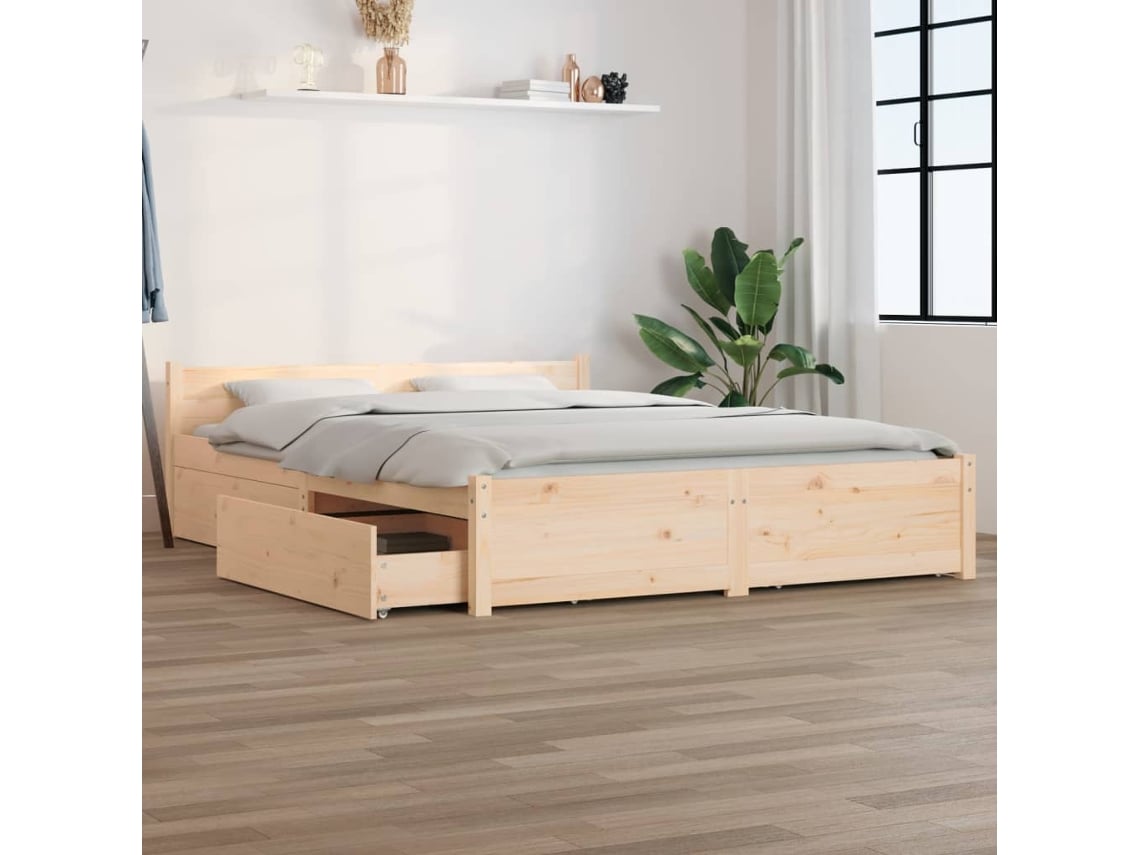 vidaXL Estrutura de cama com gavetas 140x190 cm