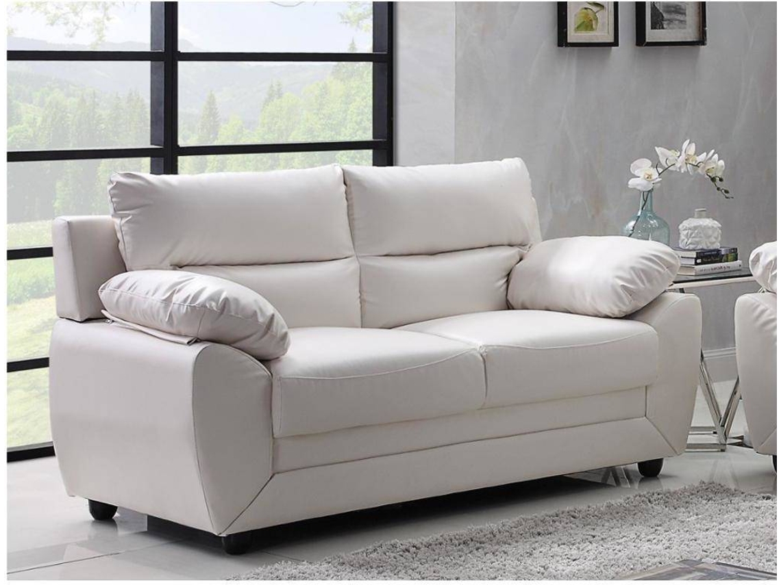 Conjunto Sofá Fixo Manoa VENTE-UNIQUE (Branco - Pele sintética - 201x82x88 cm)