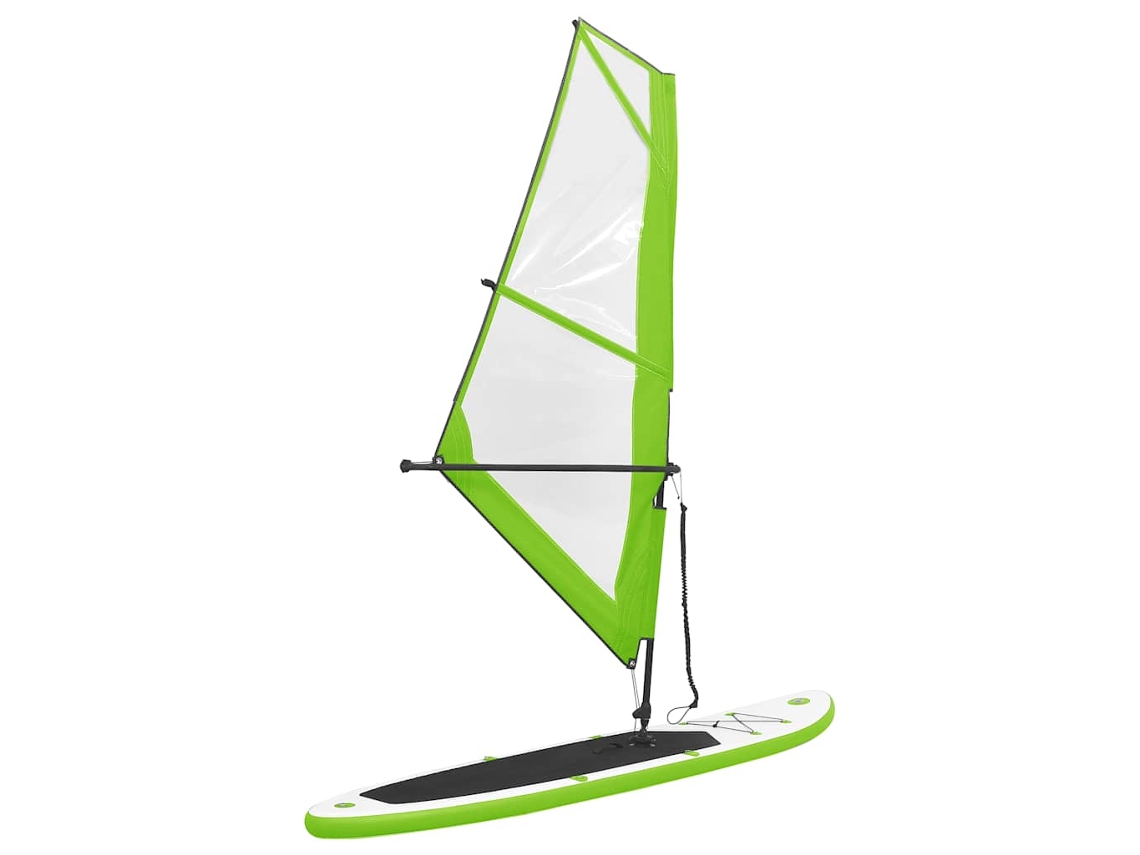 Conjunto prancha paddle SUP insuflável VIDAXL c/ vela verde/branco