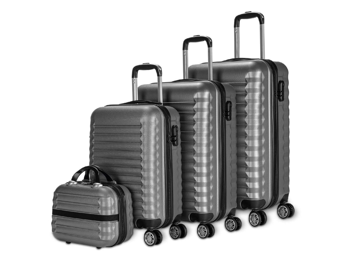 Conjunto de 4 Malas de Viagem NUMADA Upfly Preto ABS (Mala Cabine 53x33,5x22 cm/Média 60L/Grande 78L/Necessaire)