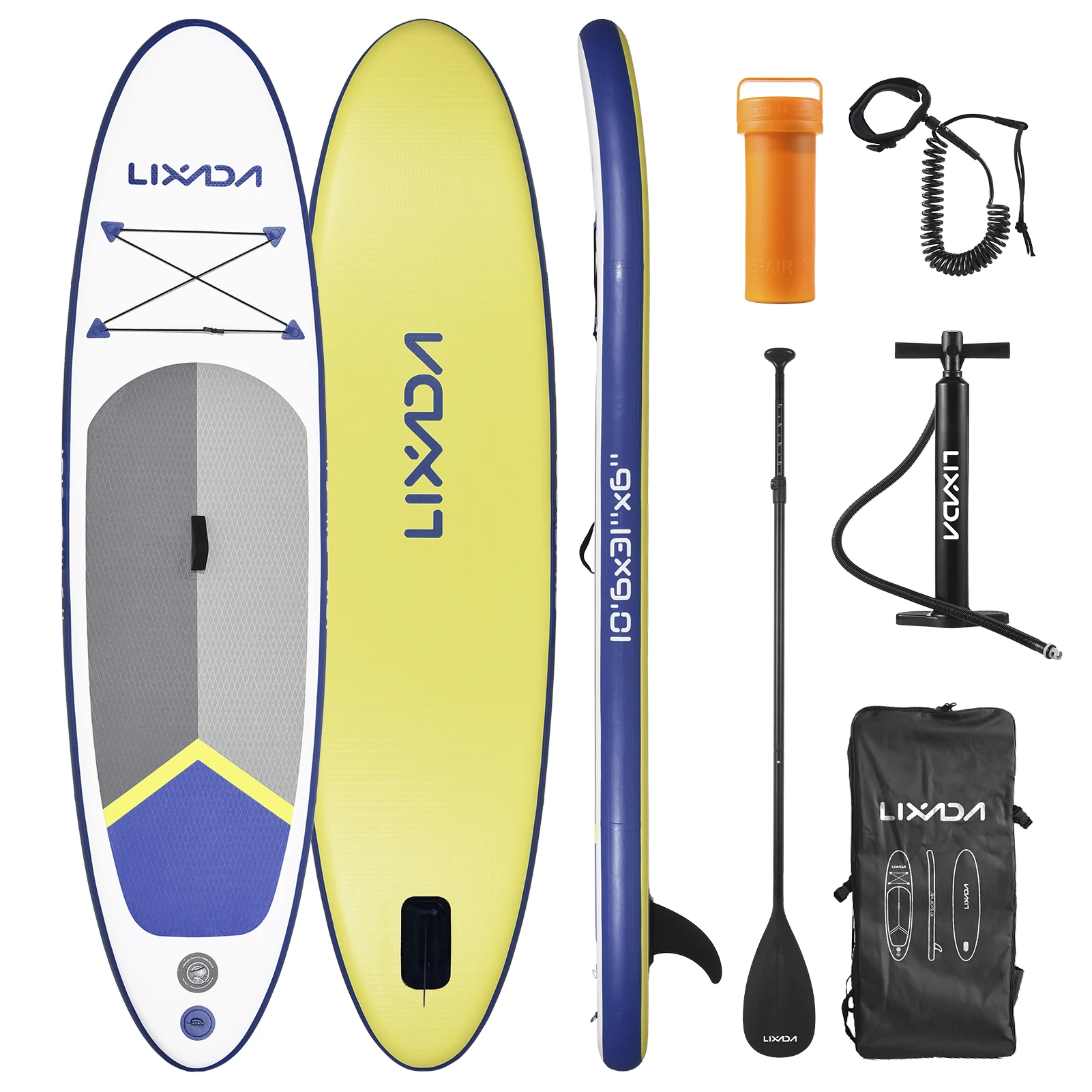 Prancha De Stand Up Paddle Inflável, Capacidade De 150 Kg, Fins Triplos Para Estabilidade, Tipo 3 Azul Oem