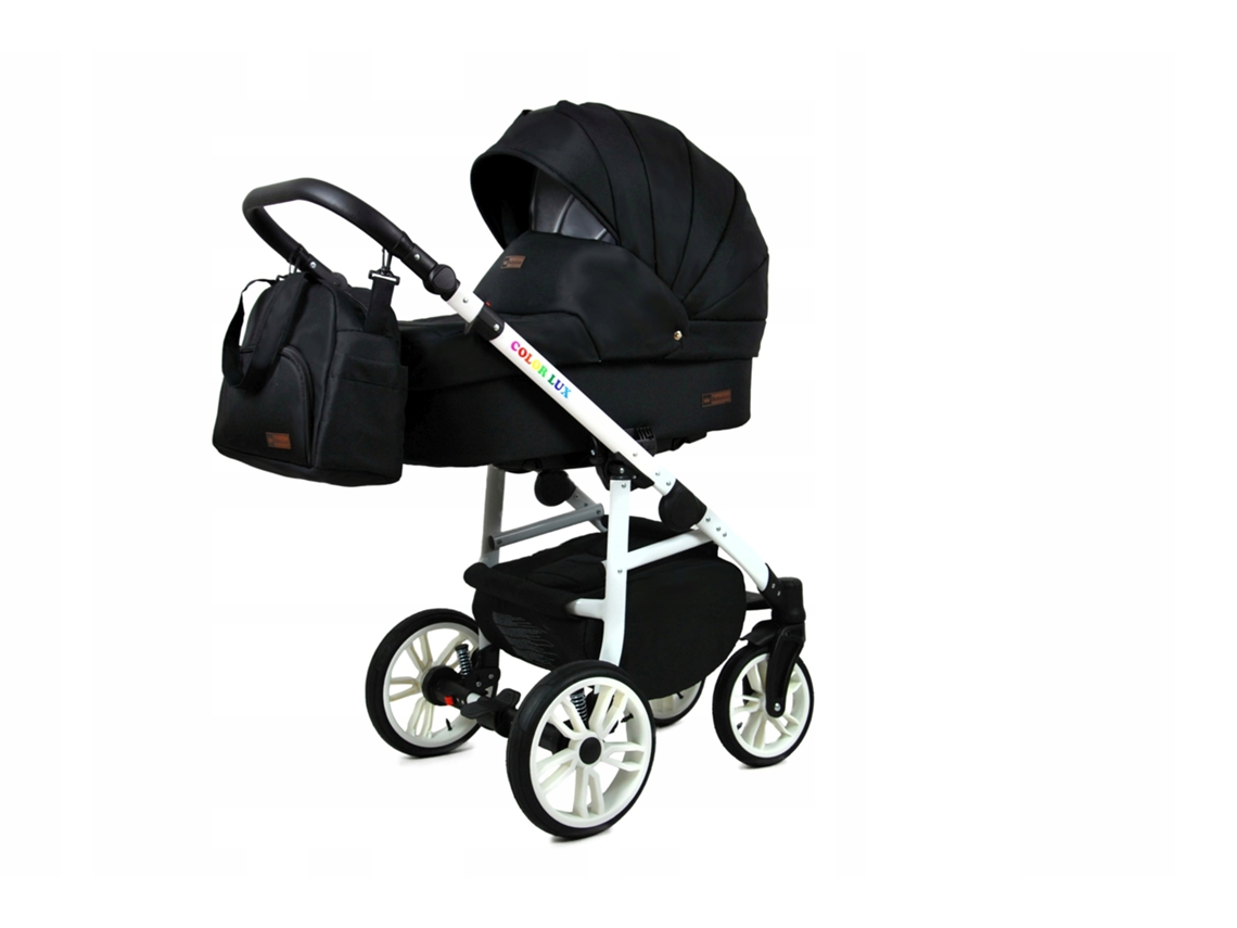 Carrinho de Bebé Multifuncional BABYLUX CLASSIC GOLD 4 Em 1 -Onyx WHITE FRAME - Ajustável e dobrável Construção leve em alumínio - Acessórios