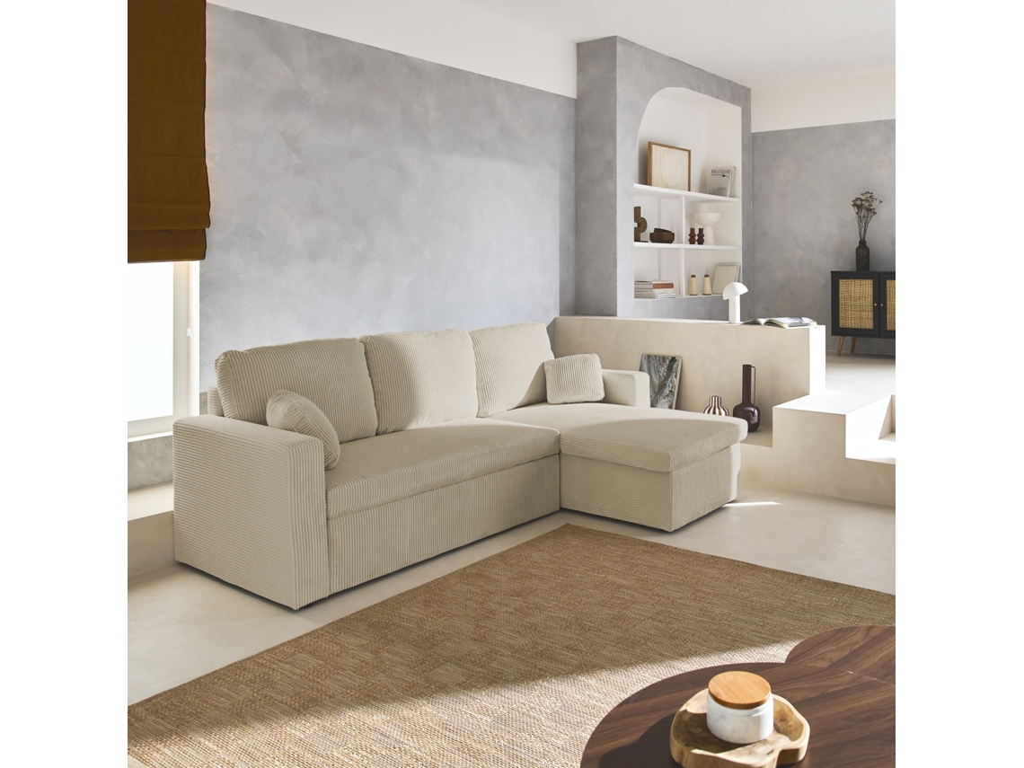 Sofá Cama De Canto Conversível De 3 Lugares, Cinza Bege Sweeek