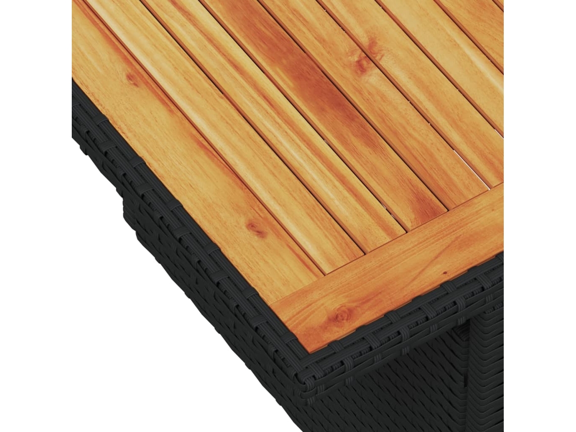 Mesa de Jardim 100X55X73 Cm Vime Pe e Madeira de Acácia Preto PANGSHIYUAN