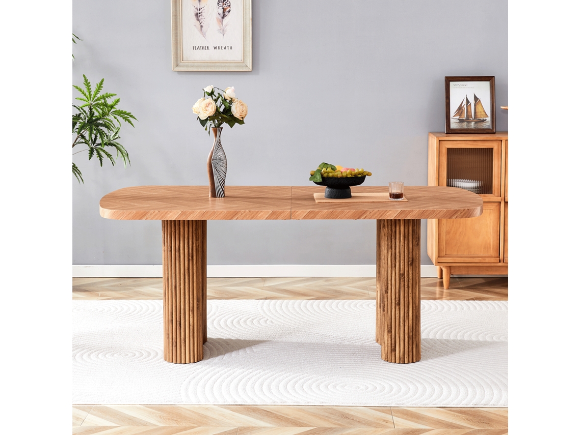 Mesa Nogueira Com Base Em Coluna Arqueada, Ideal Para Jantar E Recepção, Estilo Moderno E Elegante, Versátil E Funcional Bga Store