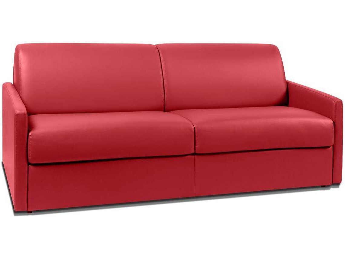 Sofá Cama Calife VENTE-UNIQUE (Vermelho - Pele sintética - 190x94x95 cm/Dimensões da cama: 160-179 cm)