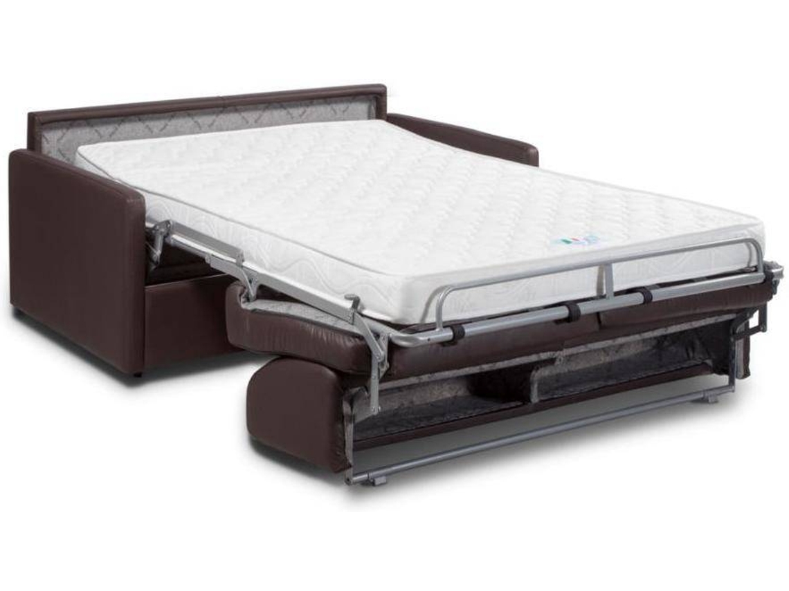 Sofá Cama Calife VENTE-UNIQUE (Castanho - Pele sintética - 170x94x85 cm/Dimensões da cama: 140-159 cm)