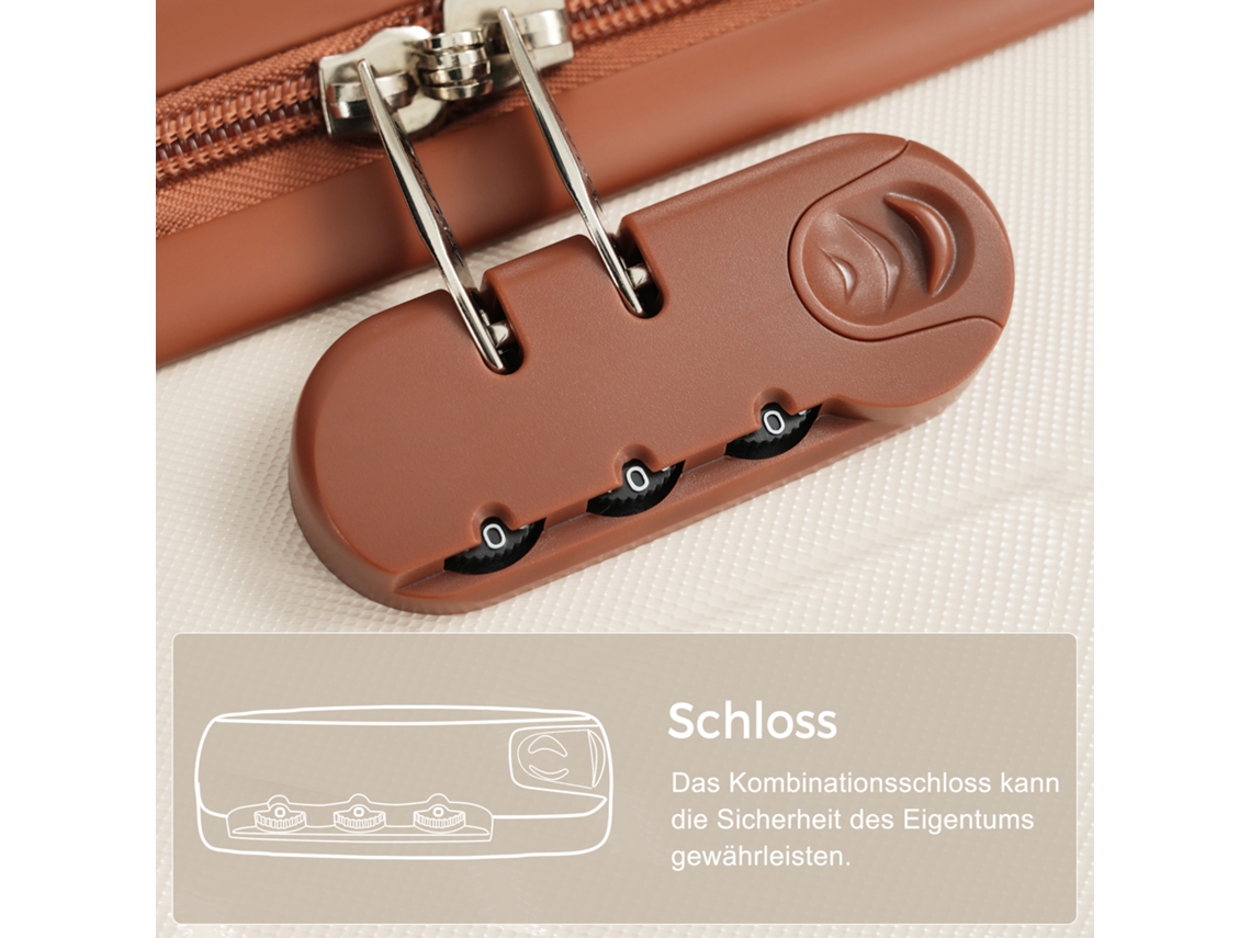 Conjunto De Malas Abs M L Xl, Com Rodas Spinner E Fecho, Inclui Bolsa De Viagem, Cor Bege E Marrom Haochrymec (75 X 47.5 X 28 Cm)
