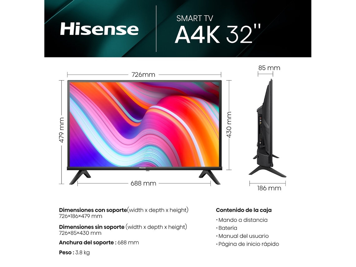 TV HISENSE 32A4K (LED- 32'' - 81 cm - HD Ready - Smart Tv)