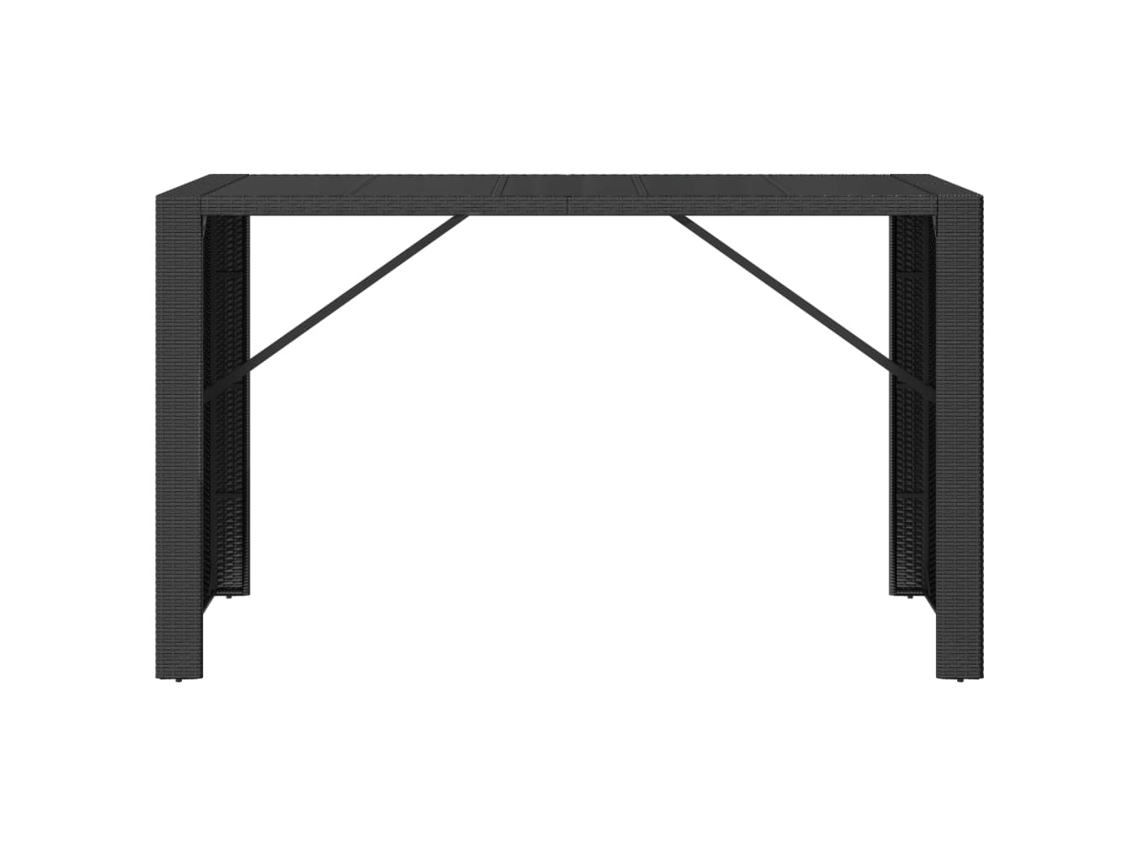 Mesa De Bar Com Tampo De Vidro 185x80x110 Cm Vime Pe Preto
