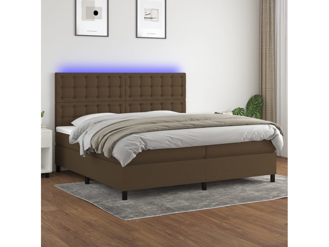 Cama box spring VIDAXL Marrom Tecido (200x200 cm)
