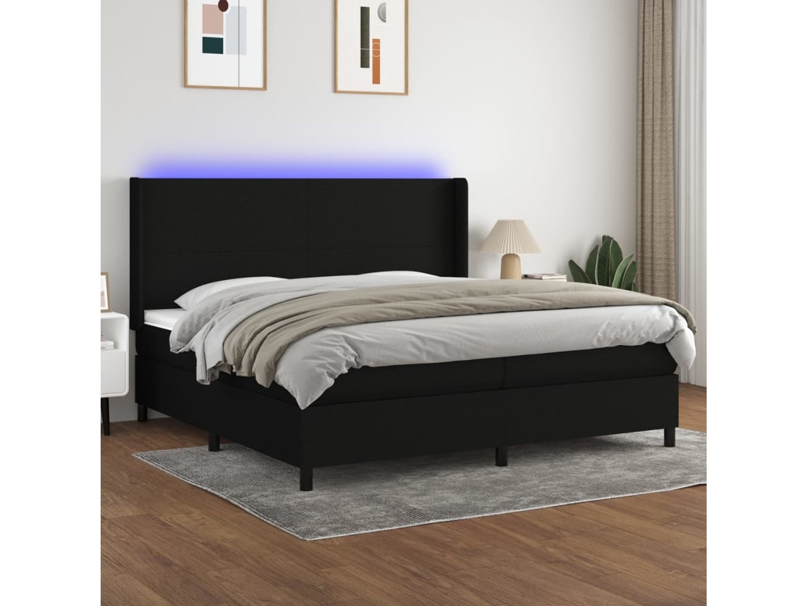 Cama Box Spring VIDAXL (Preto - Tecido - 203 x 203 x 128 cm)