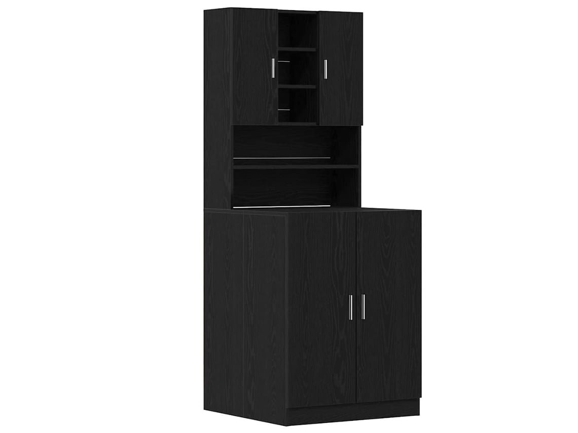 Armário Para Lavadora 2 Pcs Carvalho Preto