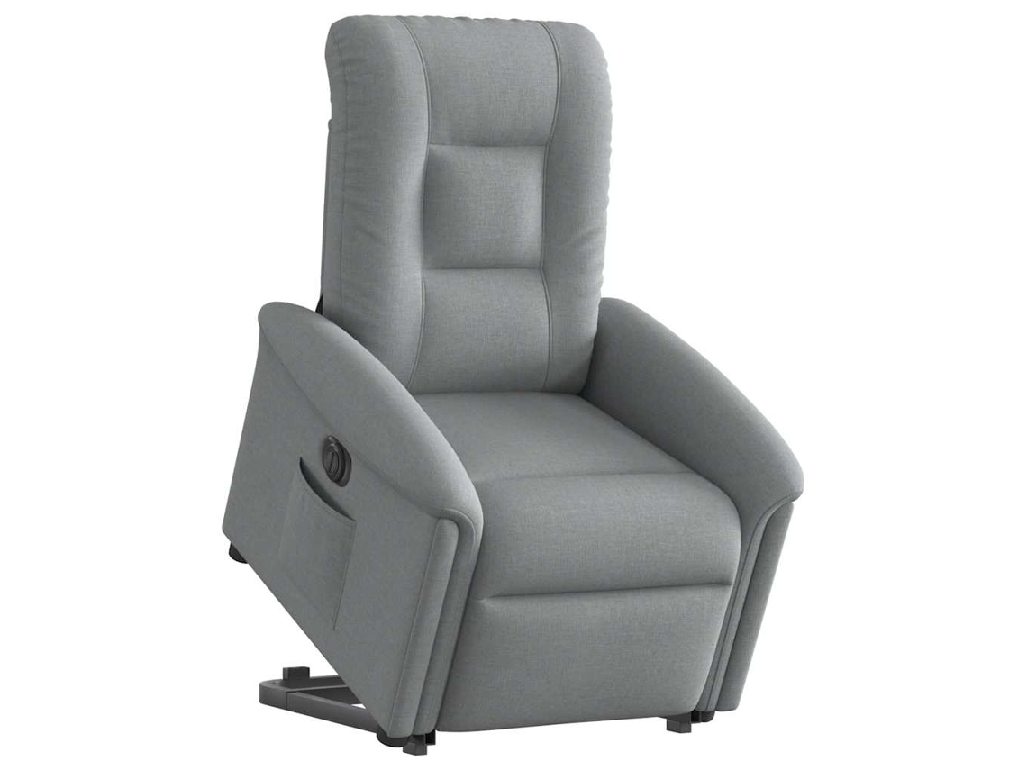 Poltrona reclinável elevatória elétrica tecido cinzento-claro