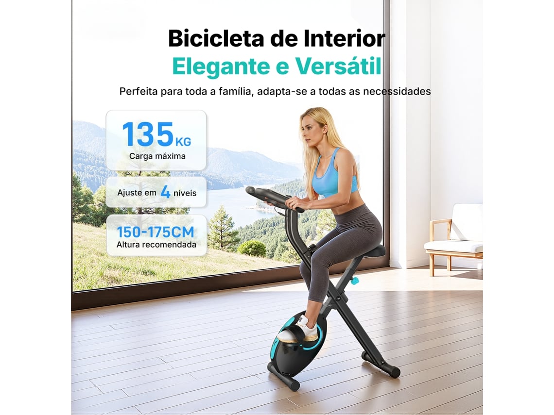 Bicicleta Estática Magnética Dobrável MERACH, X-bike, 16 Níveis, Ecrã LCD, Suporte Tablet, Design Compacto, Altura Ajustável
