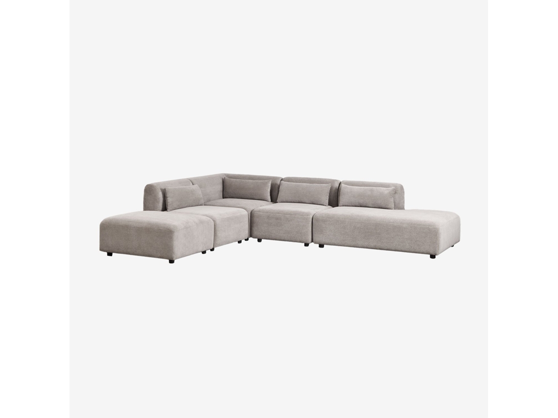 Sofá Modular Borda 4 Peças Com Chaise Direita E Pufe Fogler Poliéster Sklum