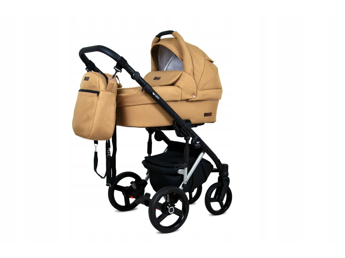 Carrinho De Bebé Multifuncional Babylux Uzo 3 Em 1 -sand Pearl Silver Frame - Ajustável E Dobrável Construção Leve Em Alumínio - Acessórios