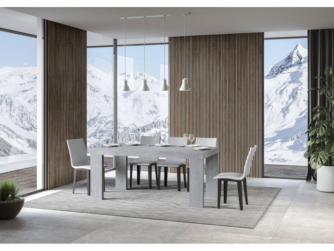 Mesa de Jantar Extensível 90X180/284 Cm Roxell Premium Cimento ITAMOBY