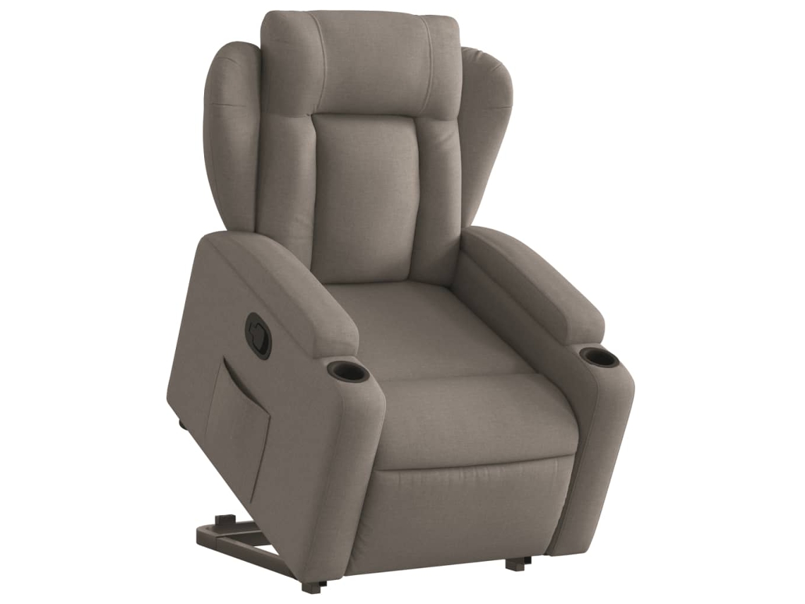 Poltrona reclinável elevatória tecido cinzento-acastanhado