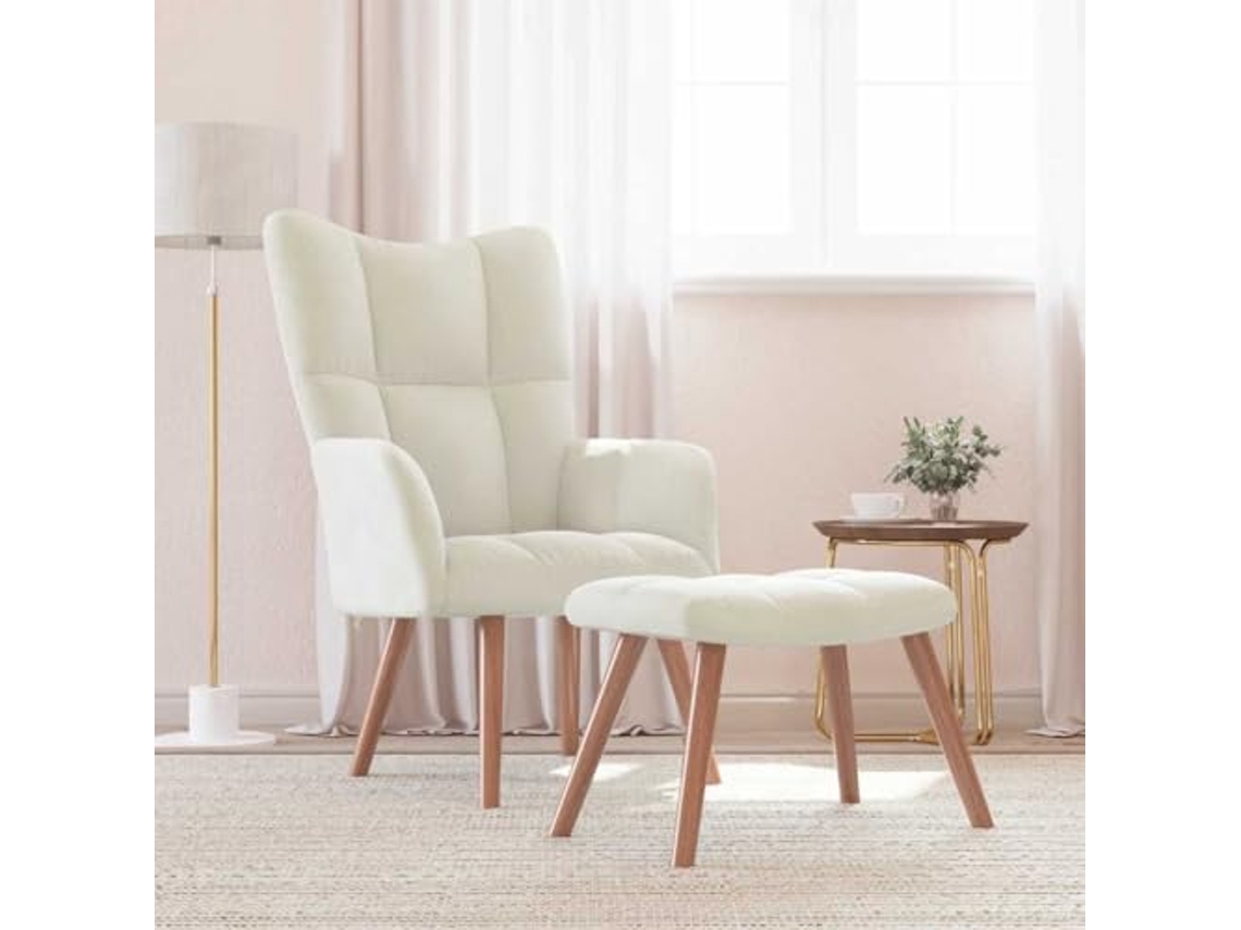 Cadeira de descanso VIDAXL Creme Veludo (61.5x69x95.5 cm)