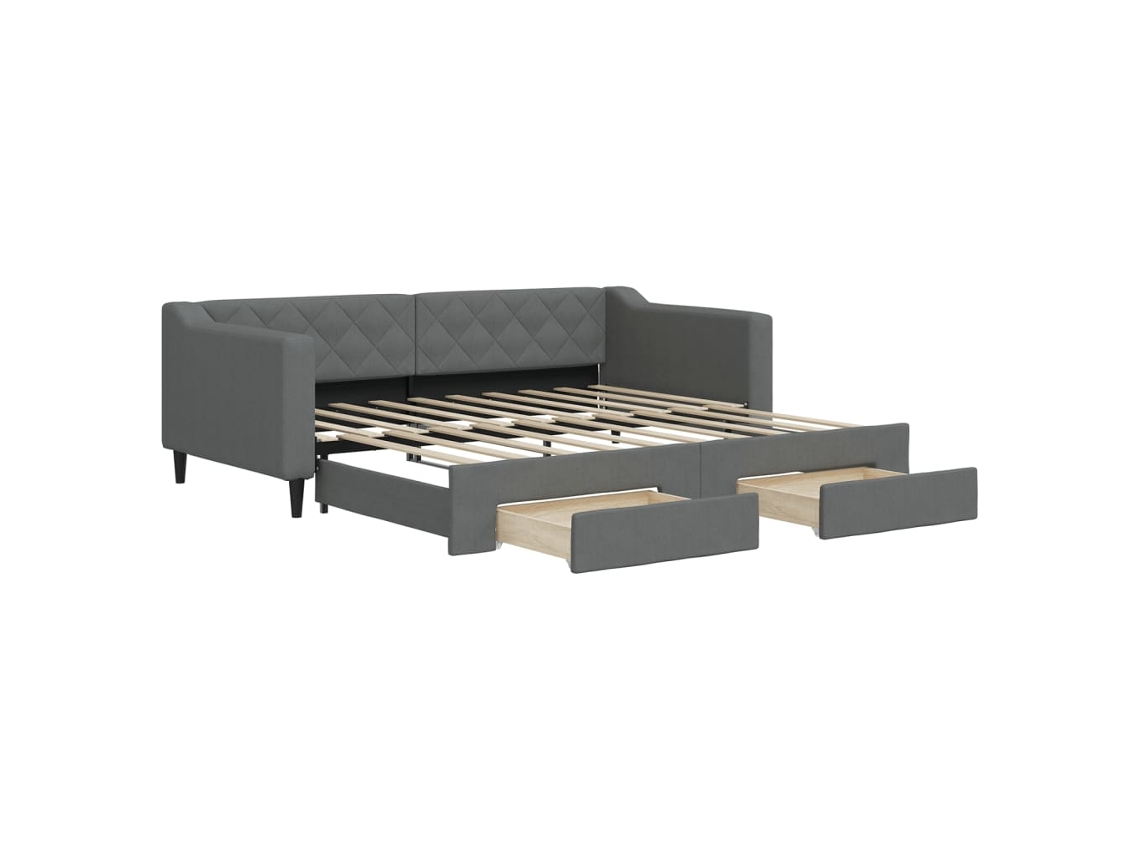 VIDAXL Sofá-Cama com Gavetão e Gavetas 90X190 Cm Tecido Cinzento-Escuro