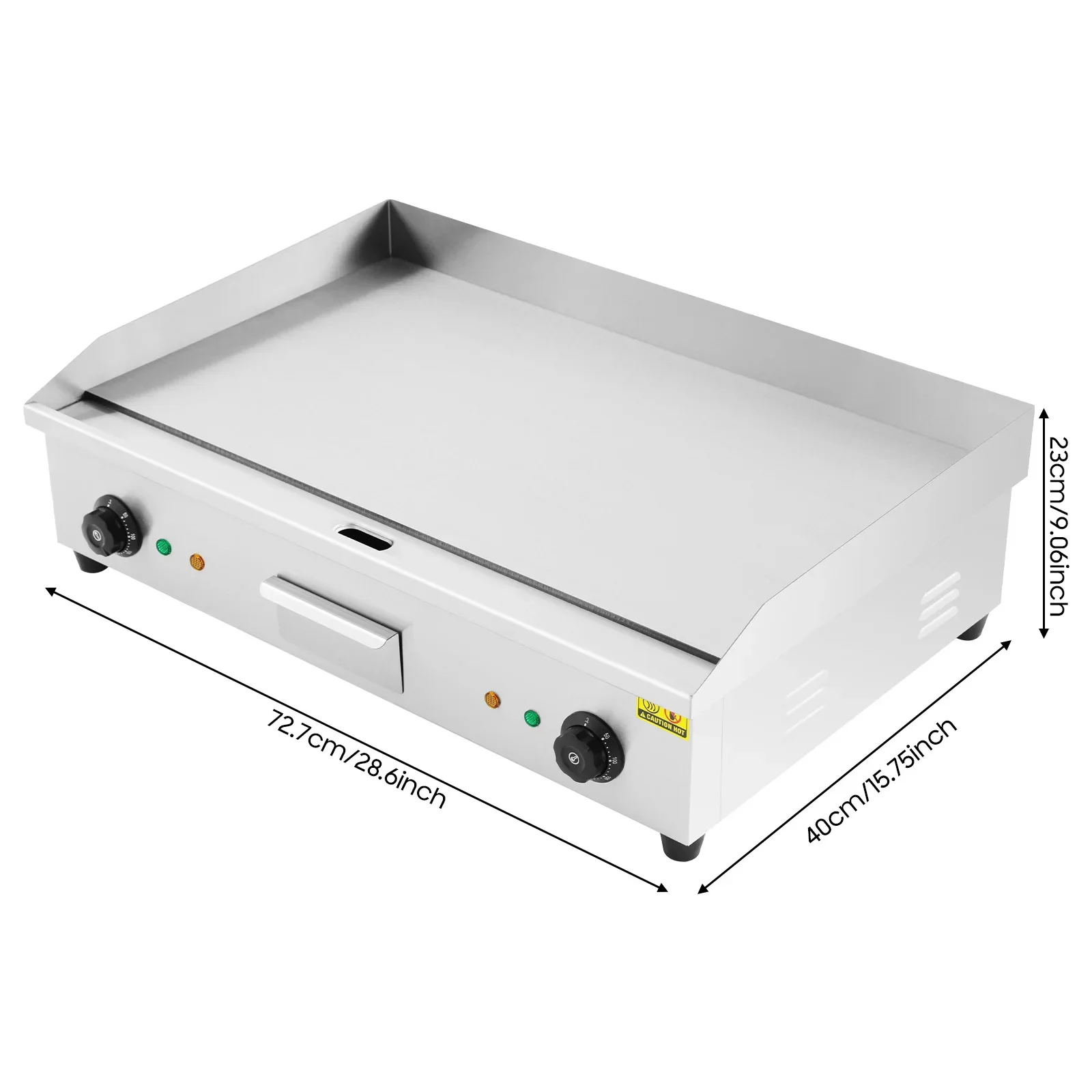 Grelhador Elétrico De Bancada, Controle De Temperatura Duplo, Grande Superfície De Cozimento, Prata Oem