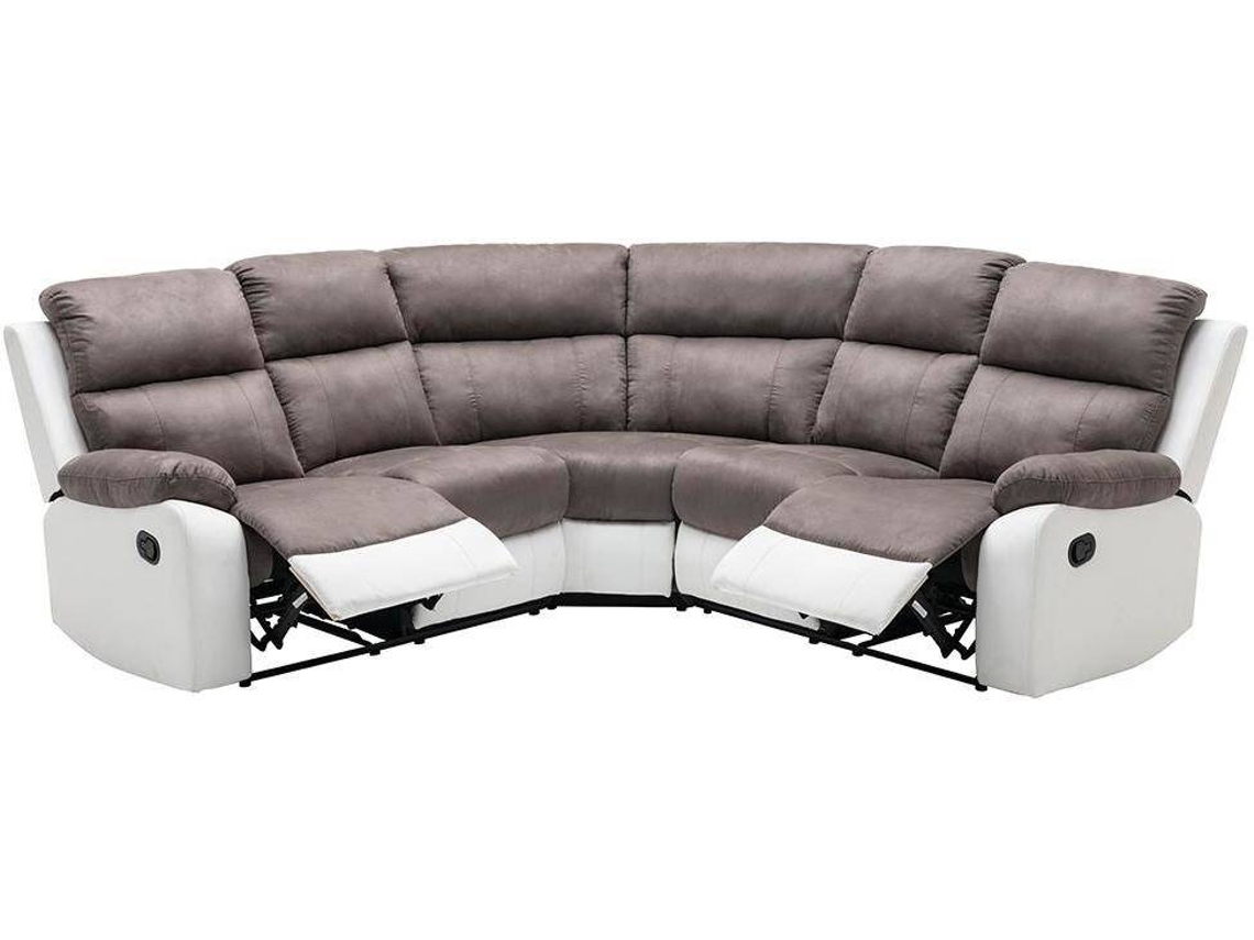 Sofá Relax Tolzano VENTE-UNIQUE (Cinzento e Branco - Pele sintética - 226x226x100.5 cm)