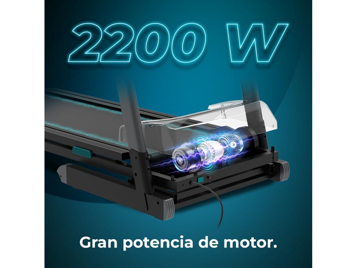 Passadeira de Corrida Dobrável com 2200 W de Potência Máxima de 1 a 18 Km/H 12 Programas Pré-Definidos Painel de Controlo Led Superfície D CECOTEC