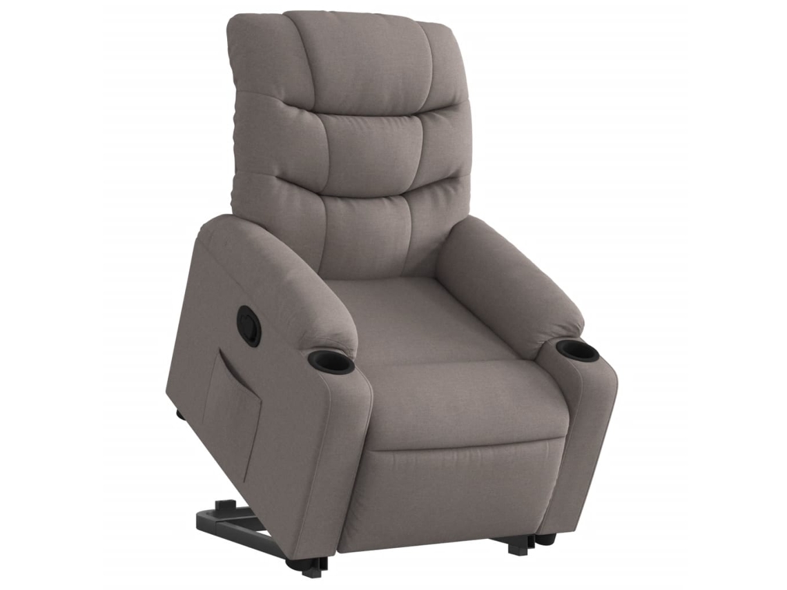 Poltrona reclinável elevatória tecido cinzento-acastanhado