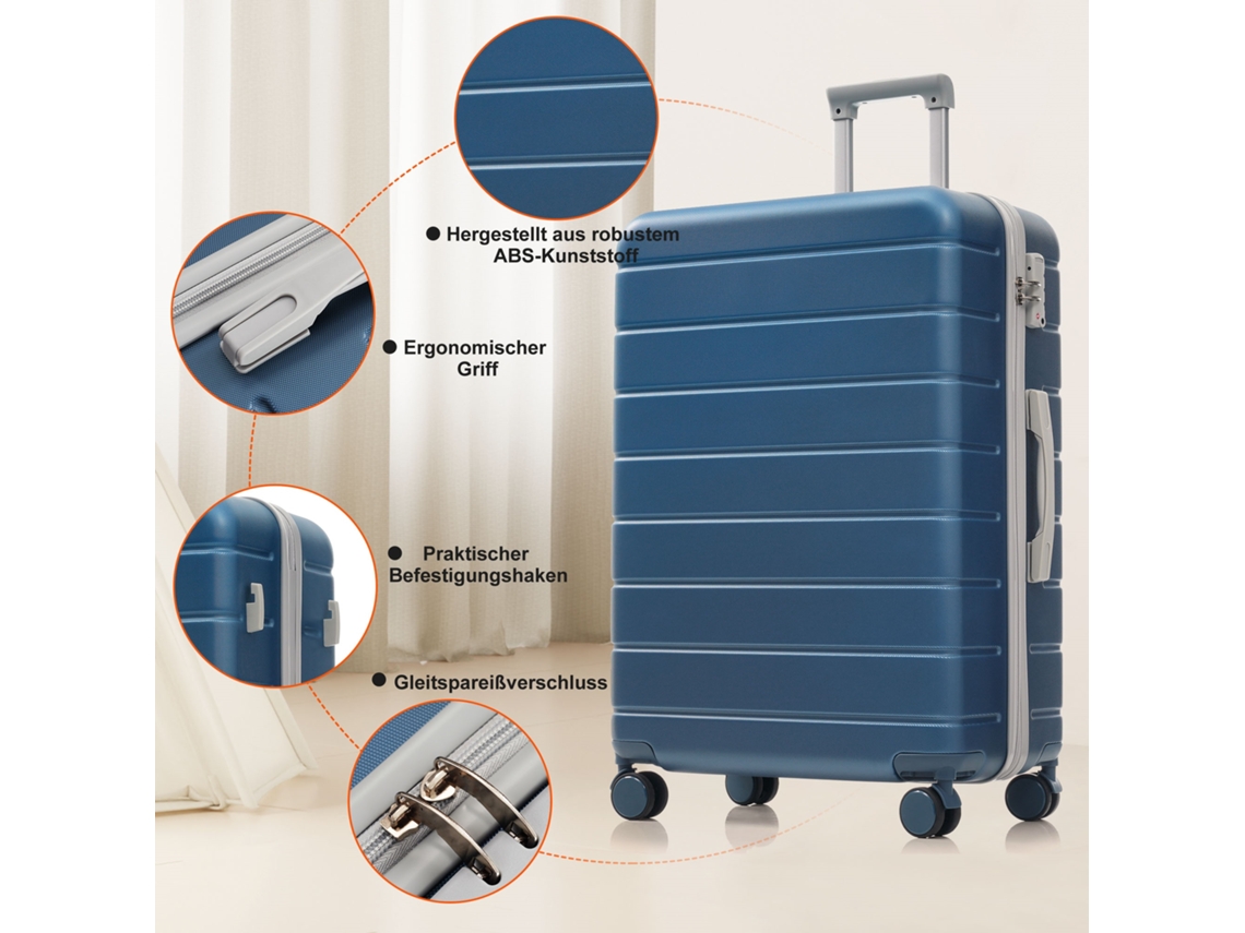 Conjunto De Malas M L Xl, Abs, Com Rodas Spinner E Fecho, Azul Haochrymec (73.6x50.6x28.5 Cm)