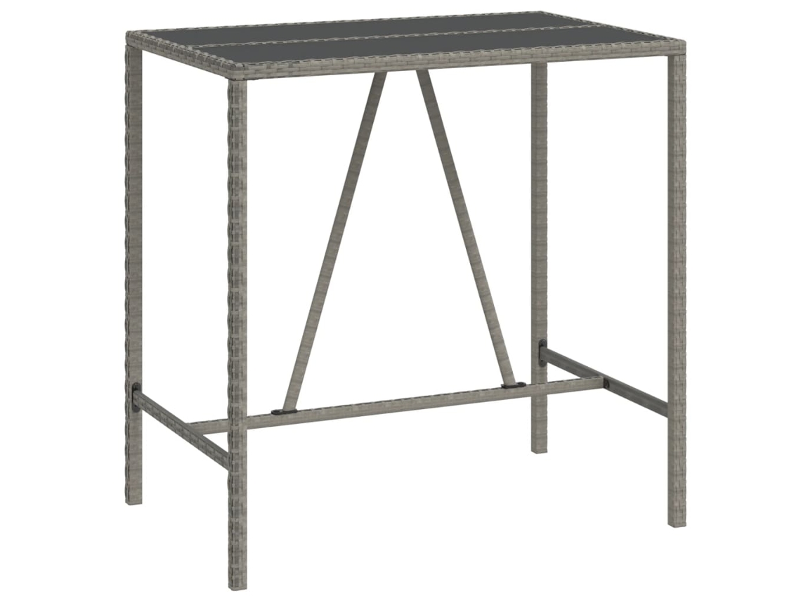 Mesa de Bar com Tampo de Vidro 110X70X110 Cm Vime Pe Cinzento NONAME
