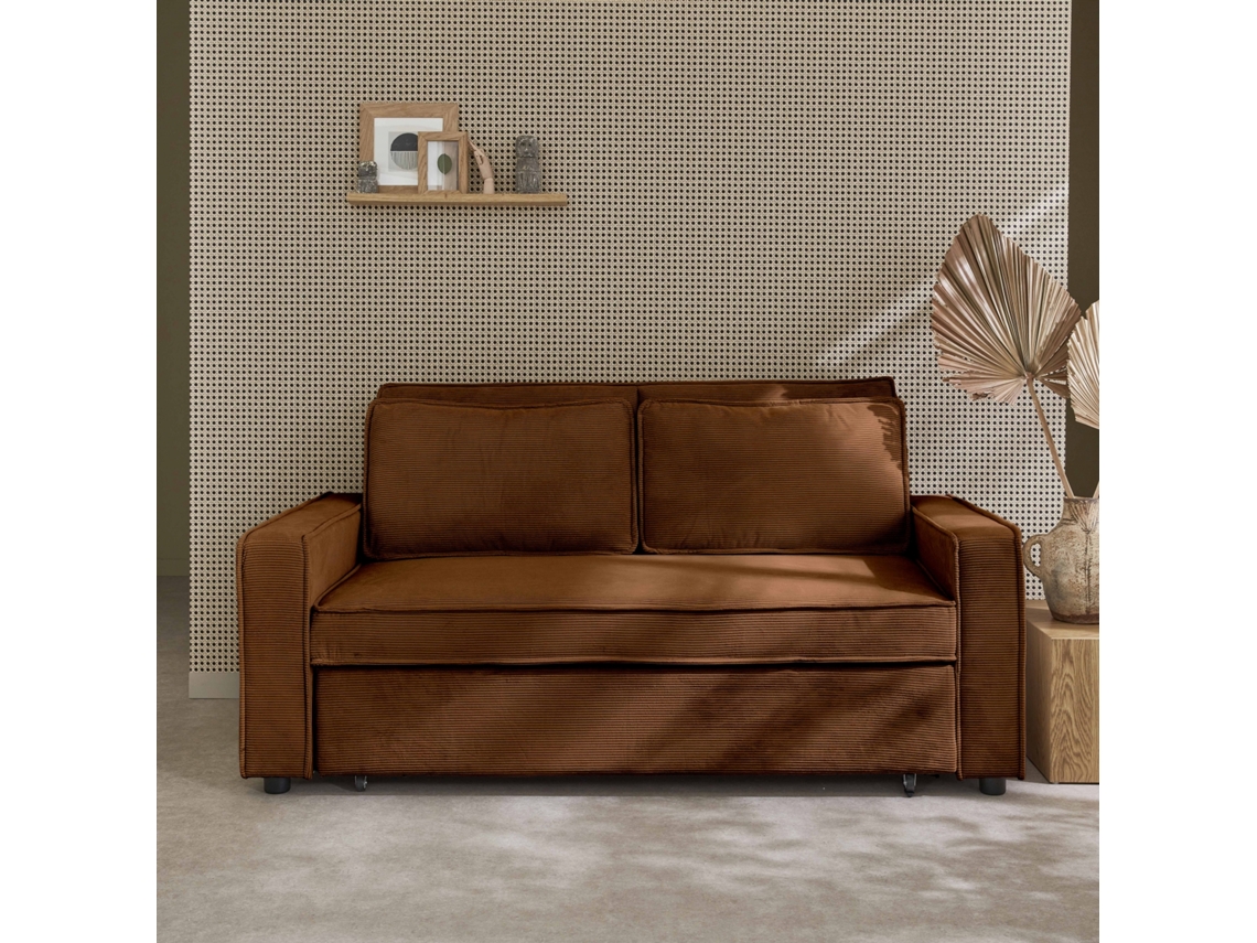 Sofá-Cama de Bombazina de 3 Lugares Mogno SWEEEK